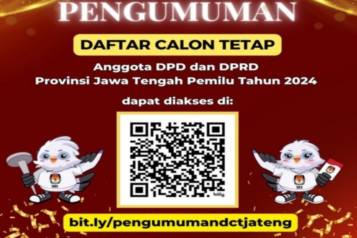 Berikut daftar calon tetap (DCT) anggota DPRD Jateng Pemilu 2024