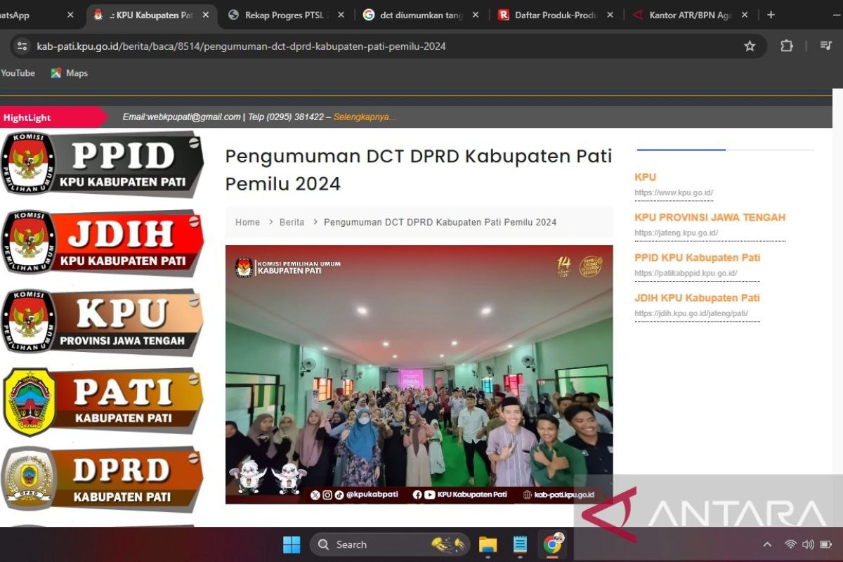 Berikut daftar calon tetap (DCT) anggota DPRD Pati Pemilu 2024