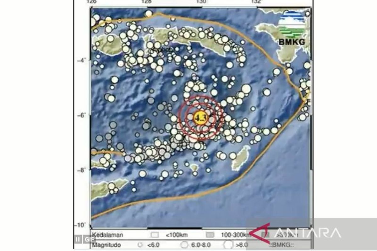 BMKG mencatat tiga gempa dangkal  guncang Maluku Tenggara Barat