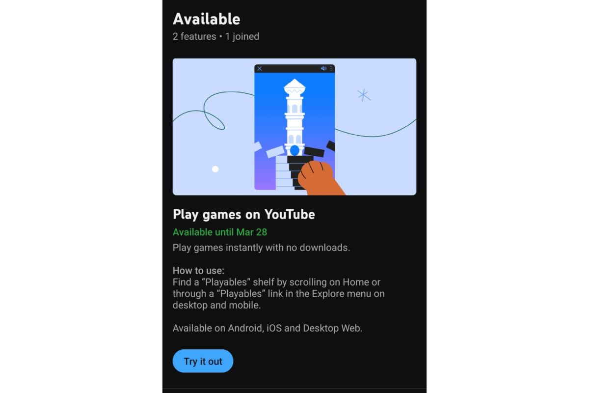 YouTube lakukan uji coba fitur 'Playables' untuk pelanggan Premium