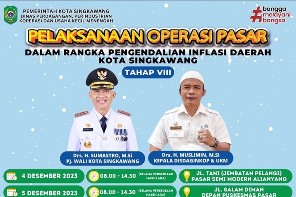 Disperindag Singkawang menggelar operasi pasar jelang Natal