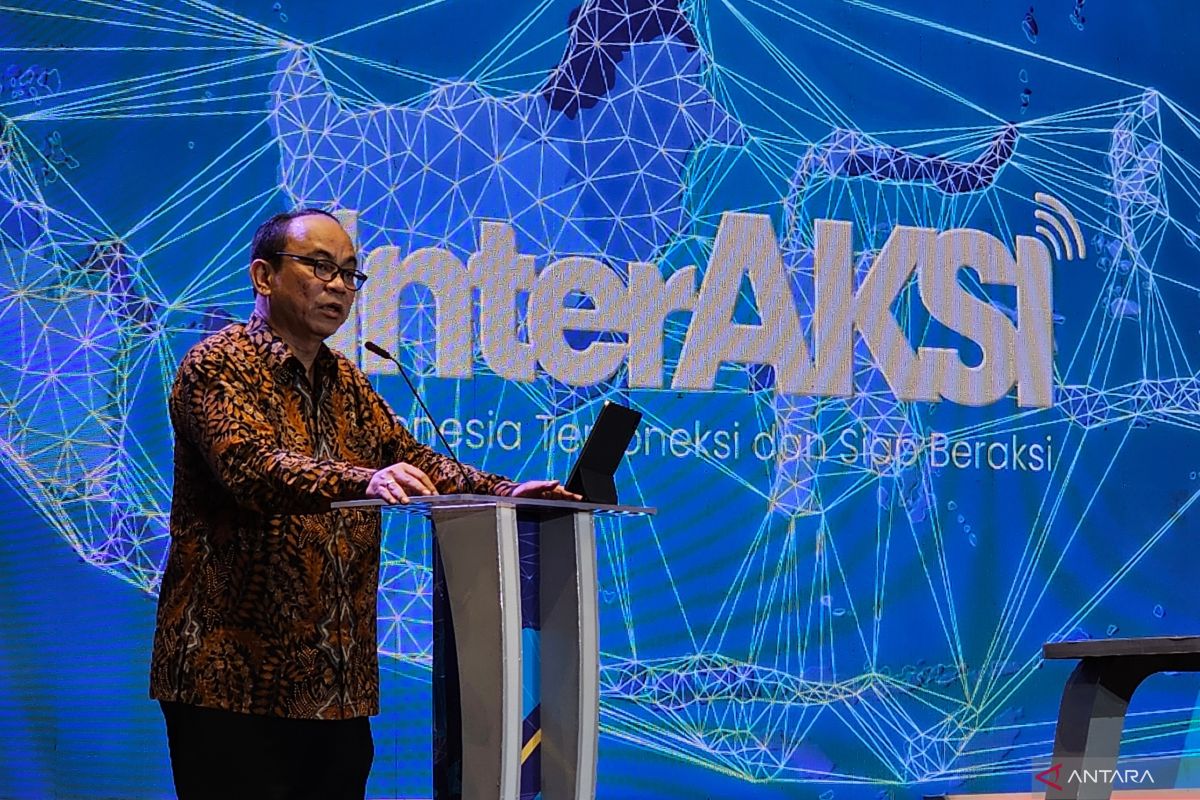 Menteri Komunikasi dan Informatika Budi Arie Setiadi dalam Evaluasi Program Prioritas dan Apresiasi Bidang Penyelenggaraan Pos dan Informatika 2023 di Jakarta, Selasa (12/12/2023). (ANTARA/Livia Kristianti)