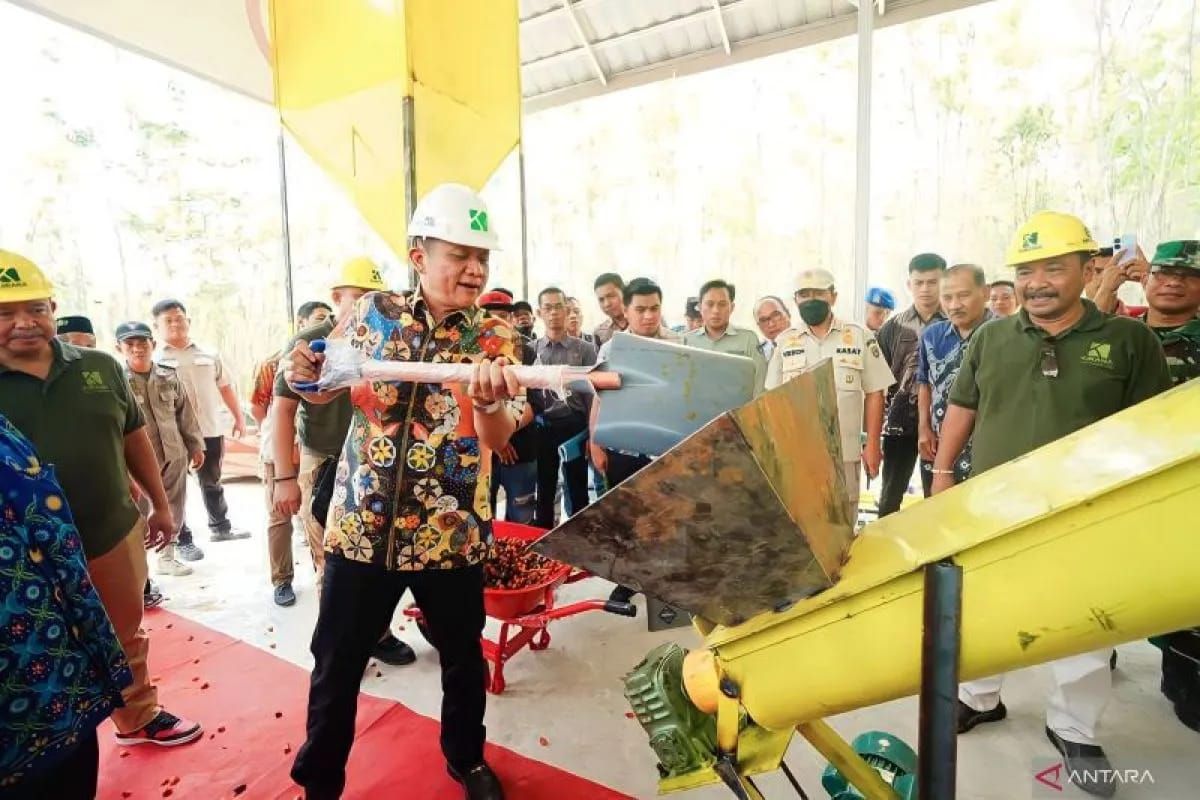 Bupati OKU Timur Lanosin Hamzah meresmikan operasional Kirana Mini Plant CPO PT Zee Cemerlang Bersaudara di Martapura. ANTARA/Edo Purmana/23 Jumlah tersebut melebihi dari target pemerintah sebesar Rp162 miliar pada 2023.Martapura