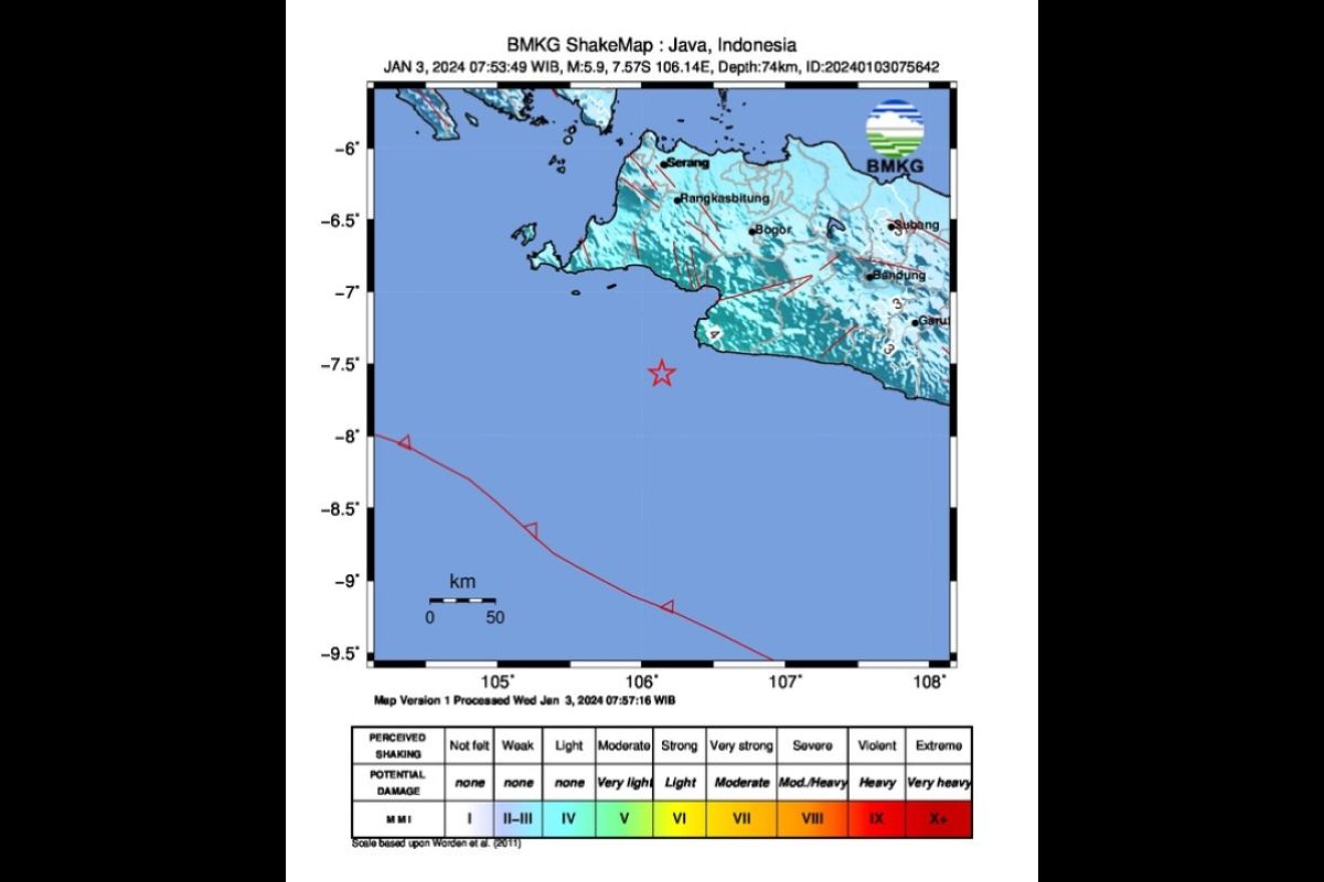 BMKG: Deformasi Lempeng Indo-Australia picu gempa M5,9 selatan Jabar