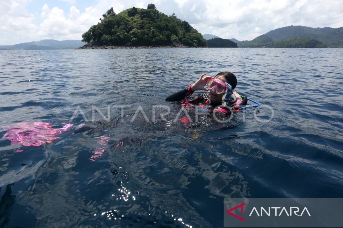 Ilustrasi - Wisatawan domestik bersiap untuk menyelam (diving) di kawasan Pulau Seulako, Sabang, Aceh, Sabtu (12/3/2022). (ANTARA FOTO/Irwanyah Putra)