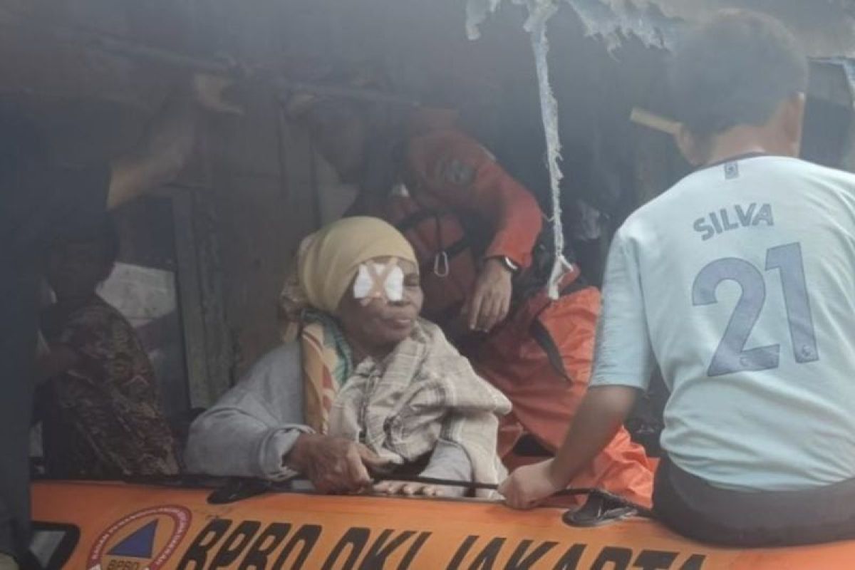 Petugas BPBD evakuasi warga terdampak banjir di Semper Barat, Jakarta