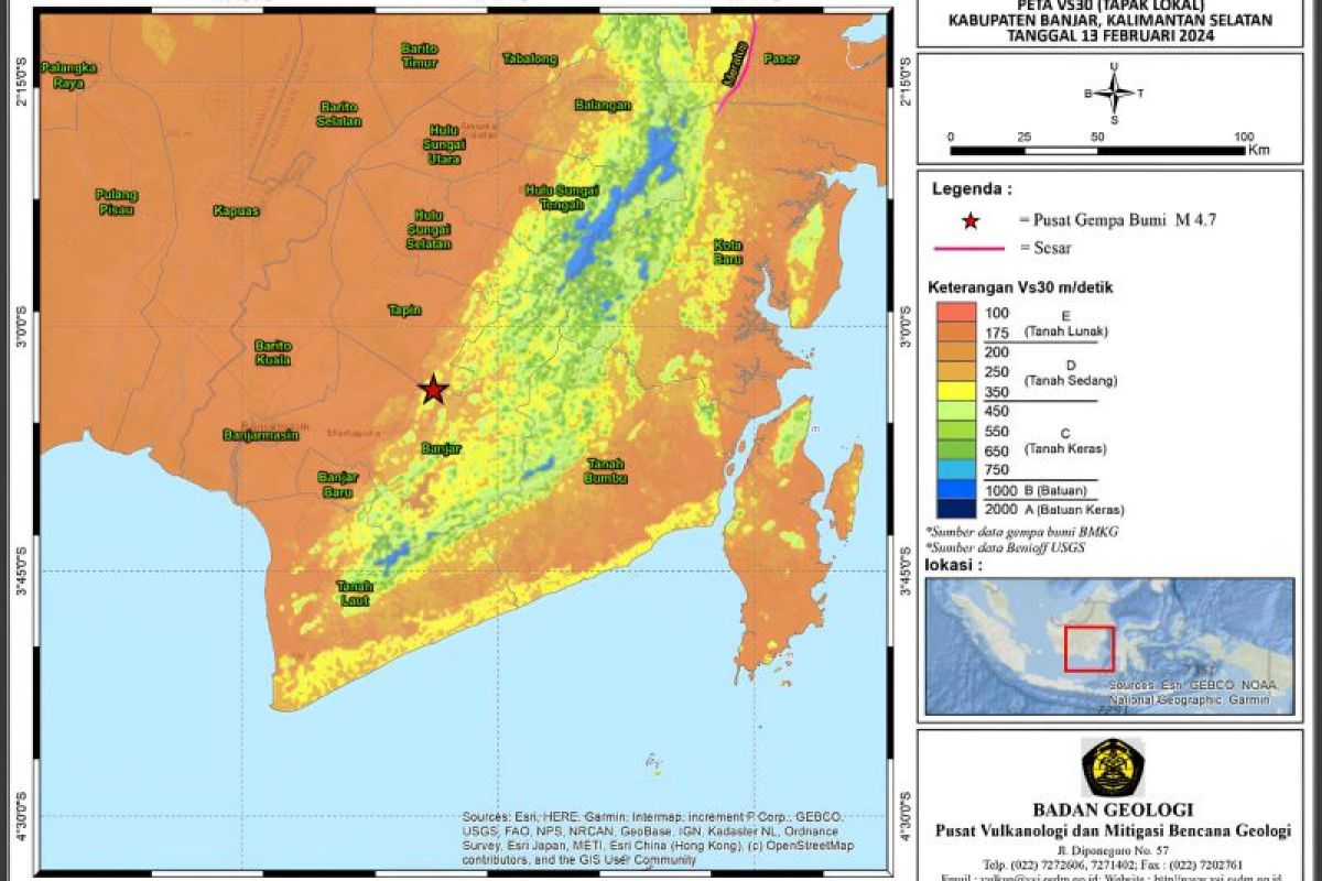 Sesar Meratus pemicu gempa Banjar tergolong aktif