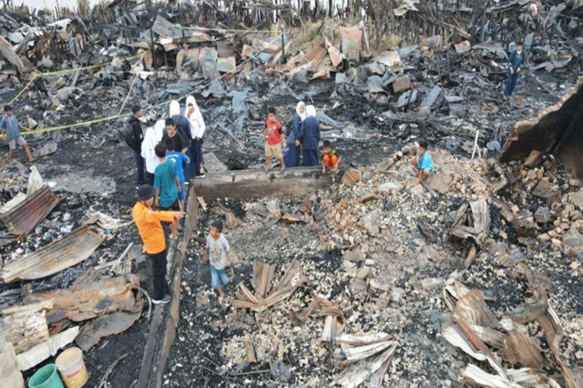 Kebakaran di Pulang Pisau hanguskan 55 bangunan rumah dan kios