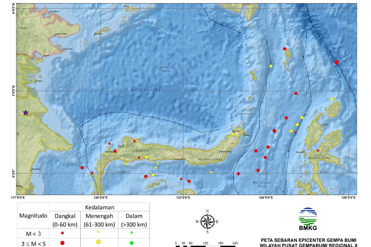 Sulut digetarkan 48 kali gempa tektonik dalam sepekan