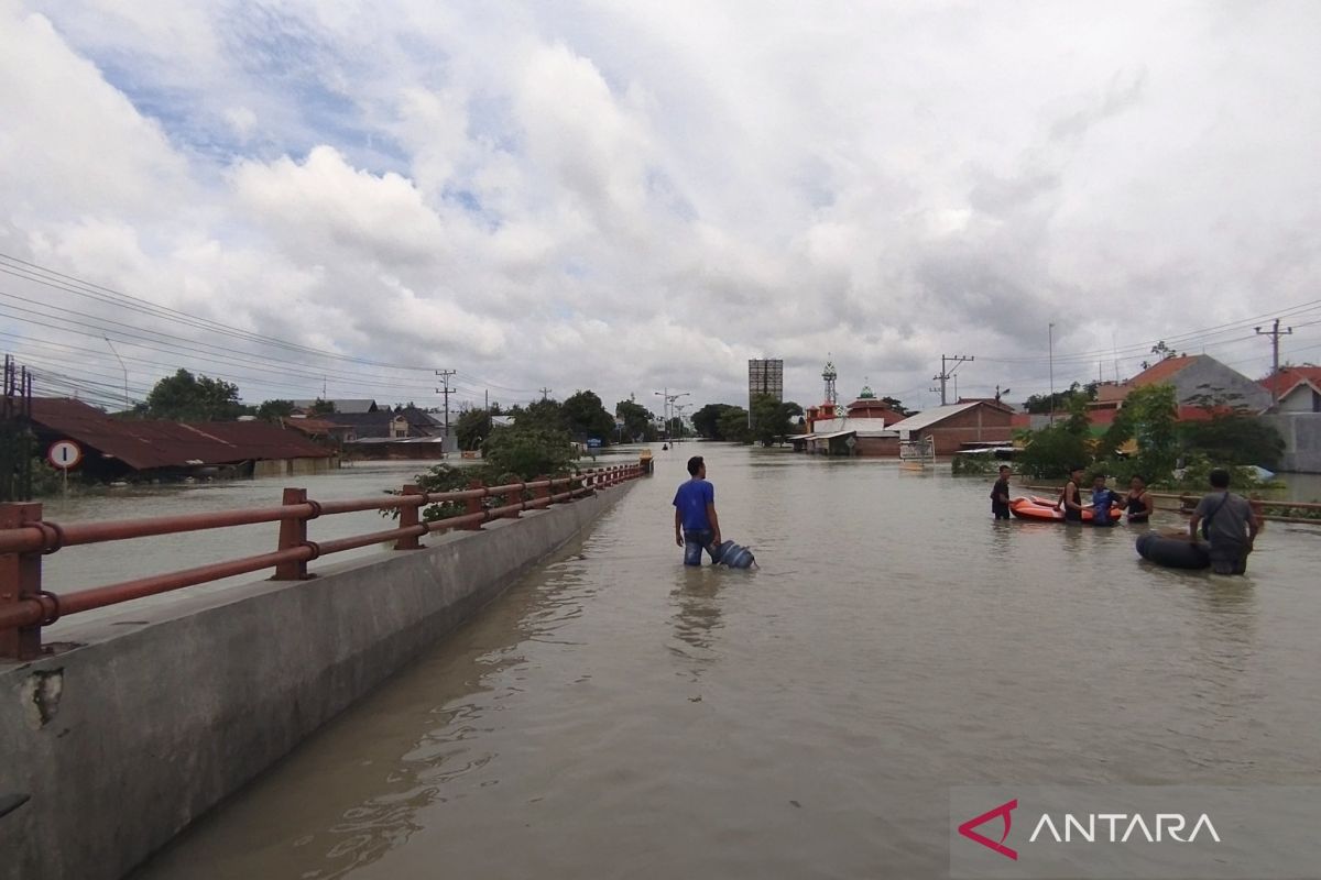 Jalur Demak-Kudus terputus akibat tanggul Sungai Wulan jebol