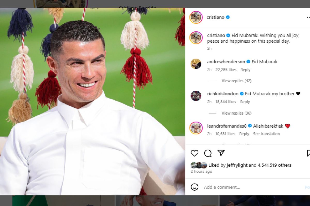 Ronaldo beri ucapan selamat Lebaran untuk umat Islam di dunia