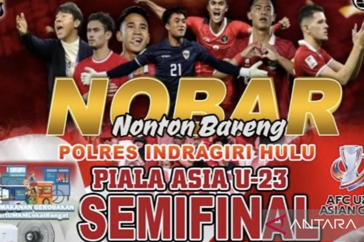 Kapolres Inhu siapkan doorprize saat nobar semifinal Piala Asia U-23