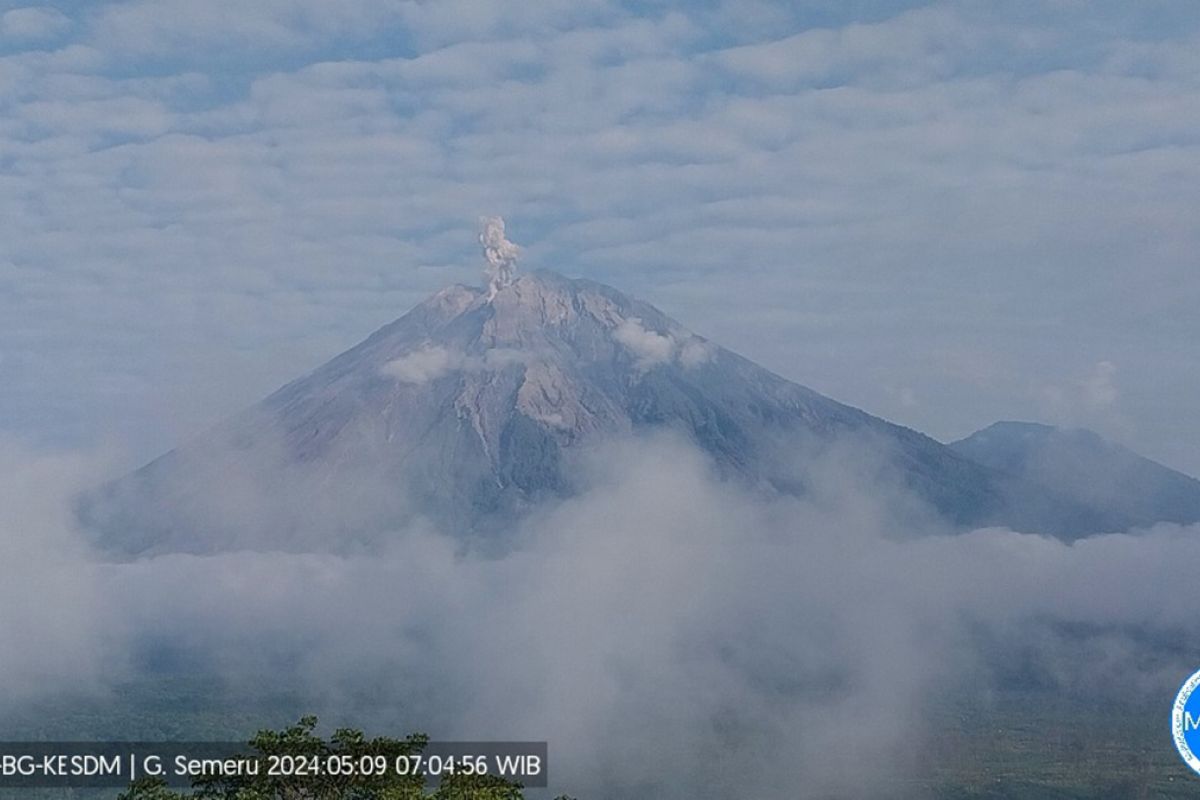 Gunung Semeru mengalami tiga kali erupsi pada Kamis