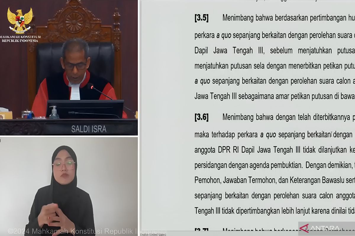 MK tak menerima permohonan PPP soal PHPU Pileg DPR Dapil Jateng 3