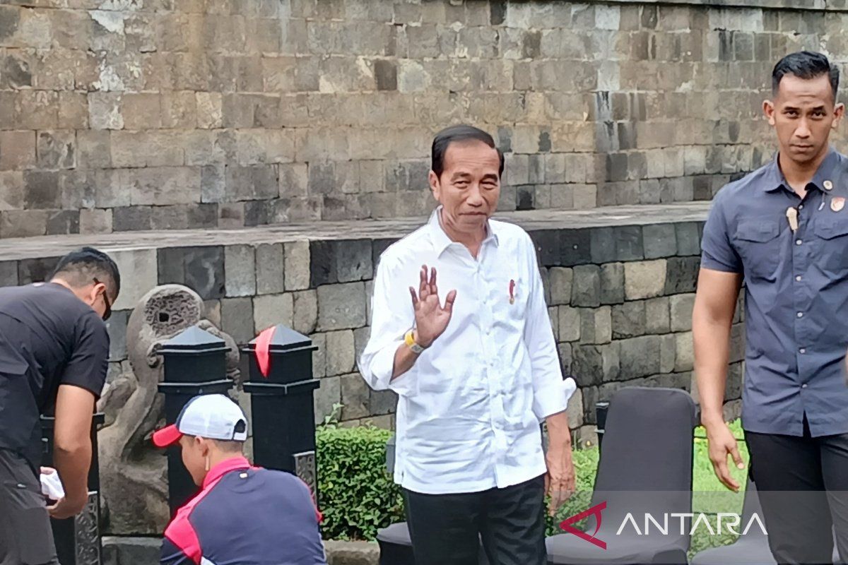 Presiden Jokowi ajak Jan Etes dan Lembah Manah menaiki Candi Borobudur