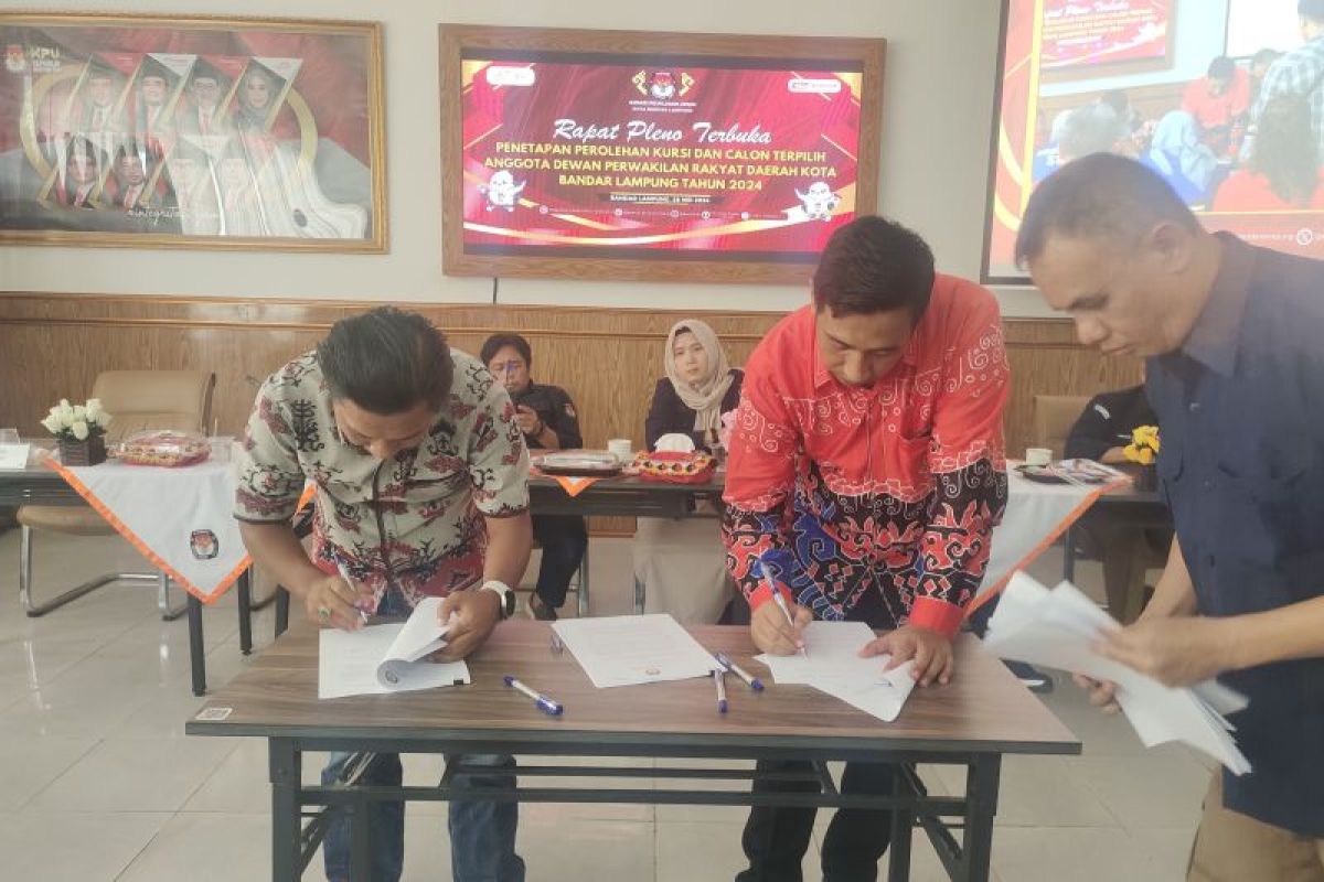 KPU Bandarlampung tetapkan perolehan kursi parpol dan 50 caleg terpilih