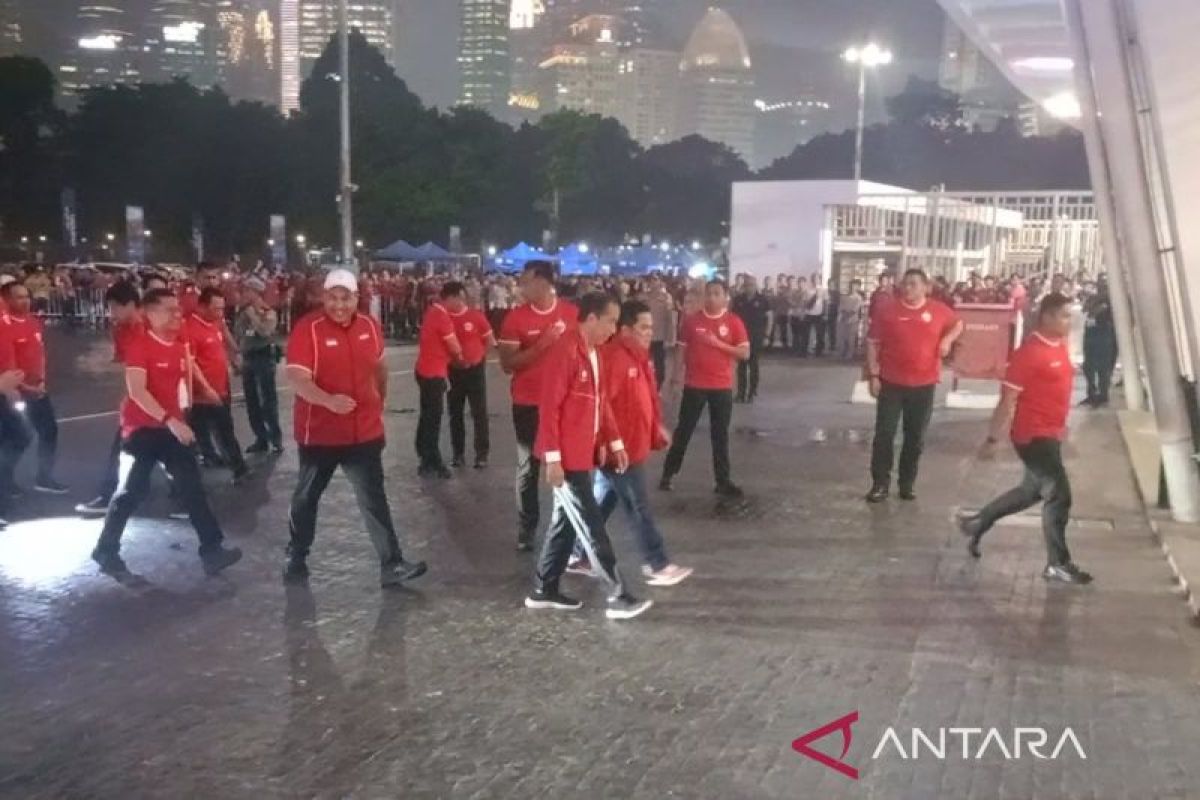 Presiden Jokowi tiba di GBK saksikan pertandingan timnas Indonesia vs Filipina