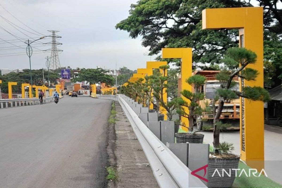 Taman median jalan di Ruas Jalan Kalimalang sesi Pasar Tegal Danas, Kecamatan Cikarang Pusat, Kabupaten Bekasi, Jawa Barat. ANTARA/Pradita Kurniawan Syah