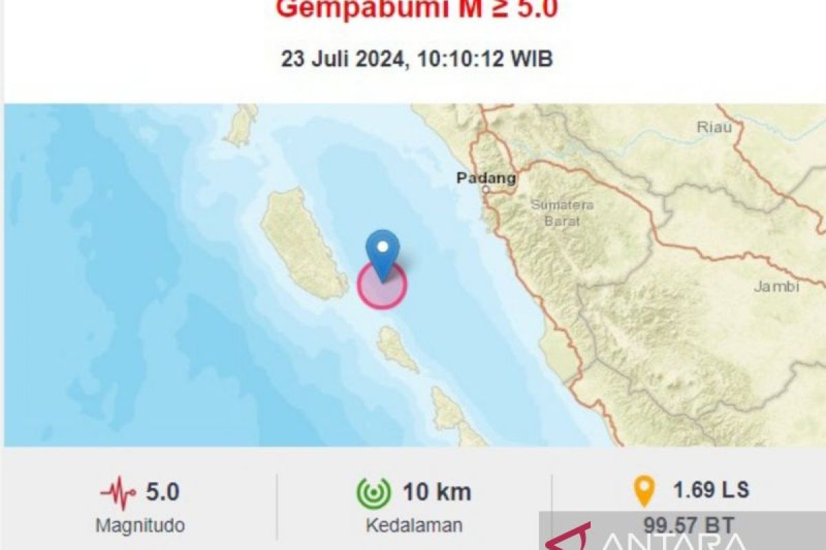 Gempa M5,0 guncang Mentawai