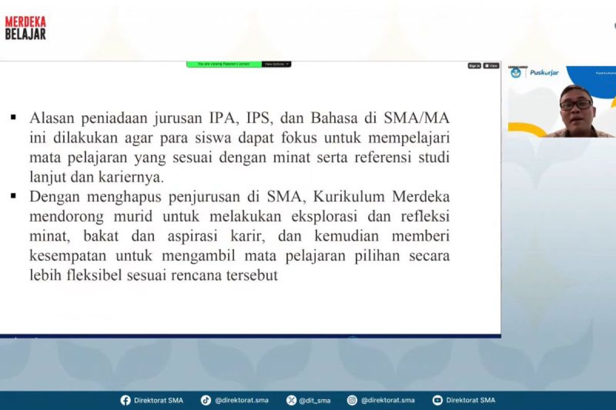 Kemendikbudristek beberkan skema pilihan mata pelajaran pascapenghapusan jurusan SMA