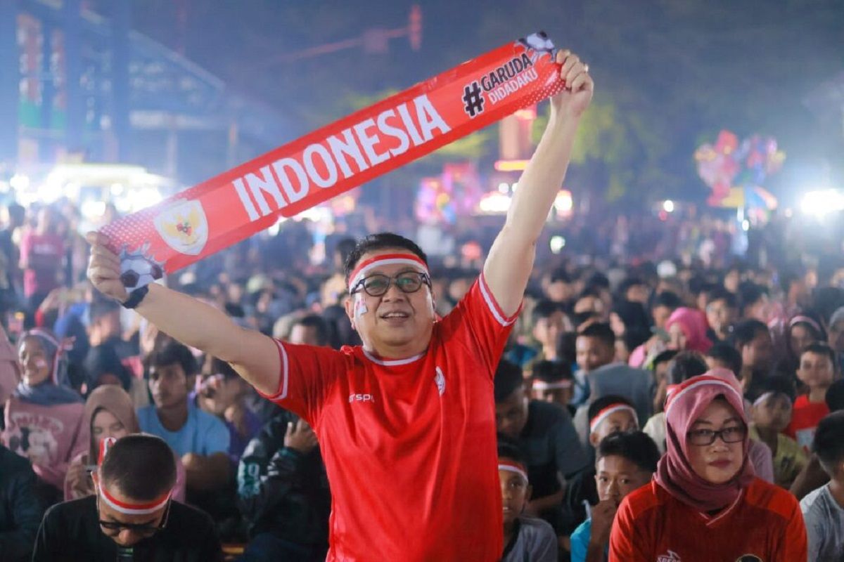 Pj Walikota, Forkopimda dan ribuan masyarakat Nobar perjuangan Timnas U-23