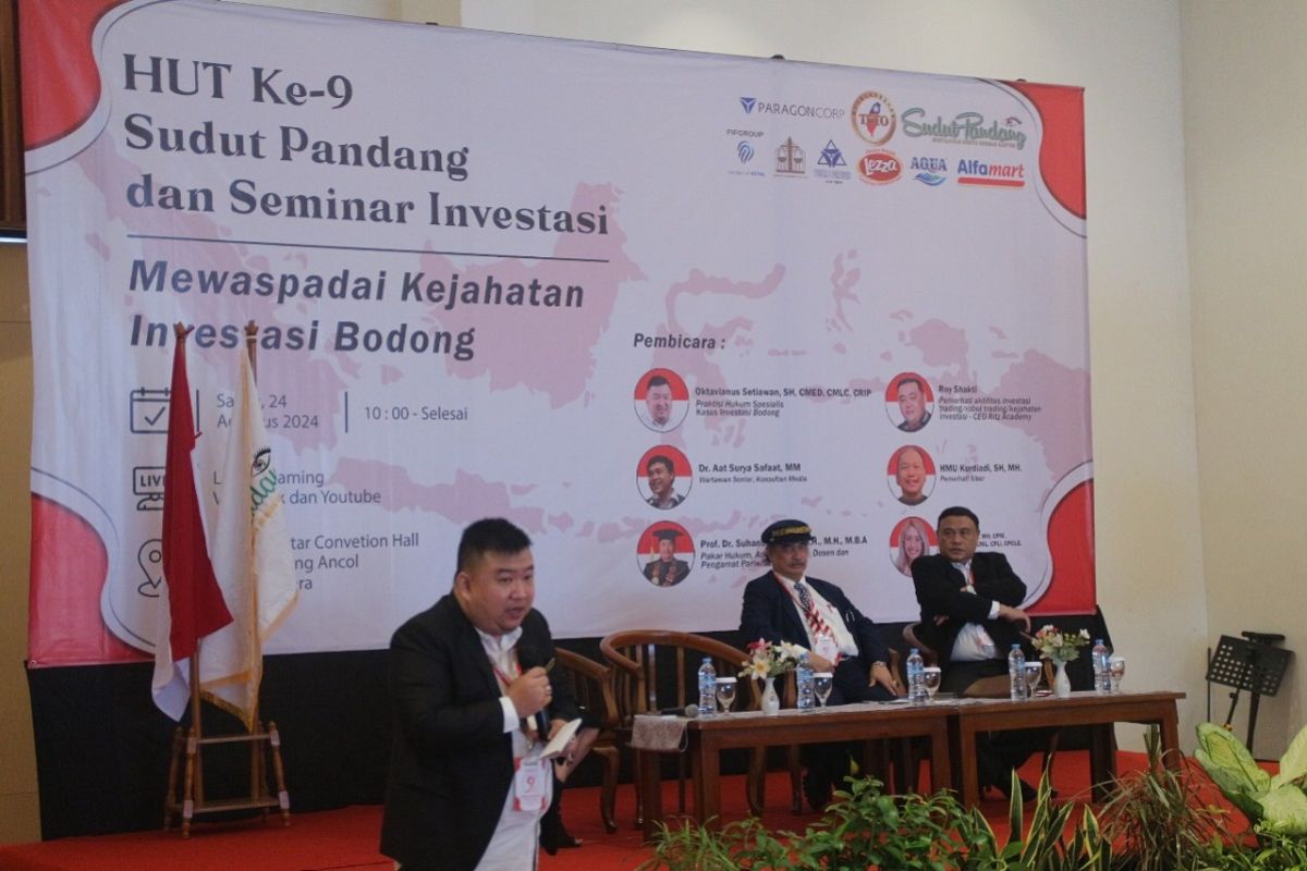 Seminar nasional Bahaya Investasi Bodong digelar peringati HUT Ke-9 Media "Sudut Pandang"