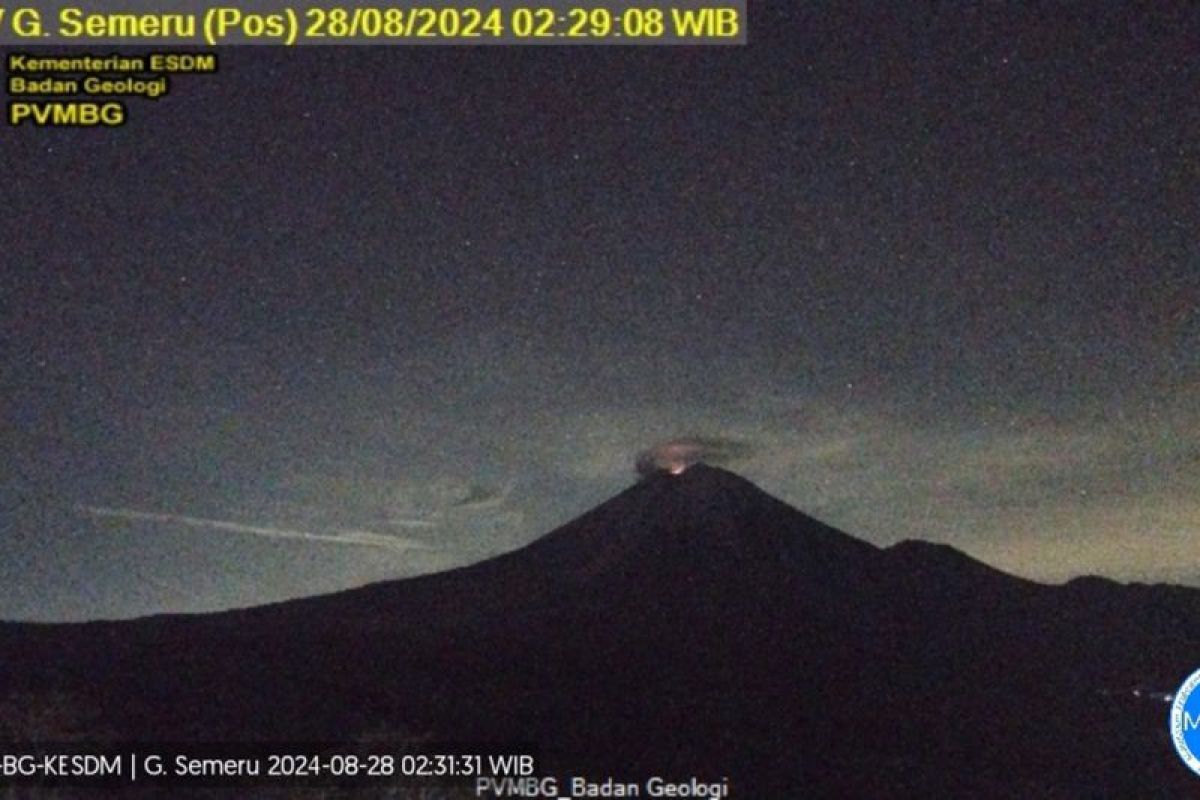 Gunung Semeru kembali  erupsi dengan letusan hingga 300 meter