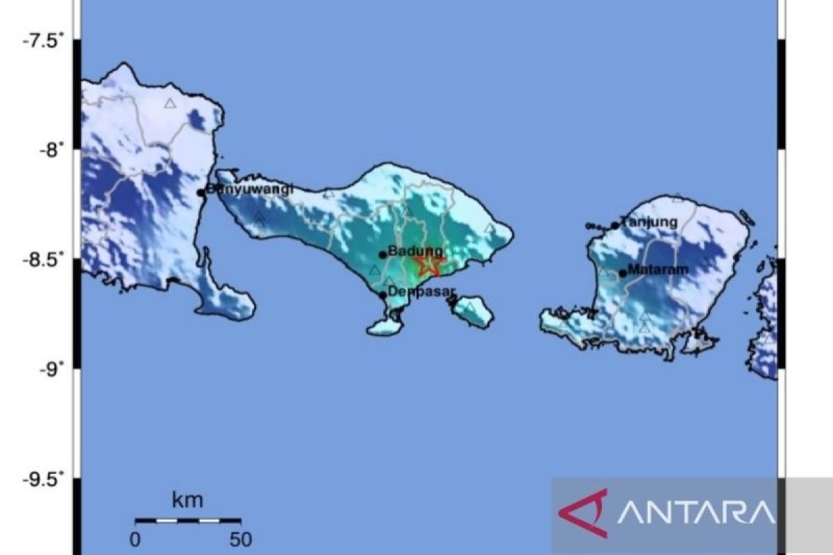 BMKG: Gempa bumi dangkal magnitudo 4,9 guncang Bali Sabtu pagi