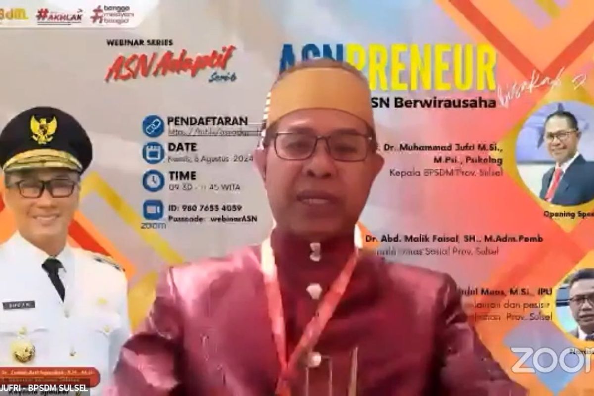 BPSDM Sulsel menggelar Webinar ASN Adaptif