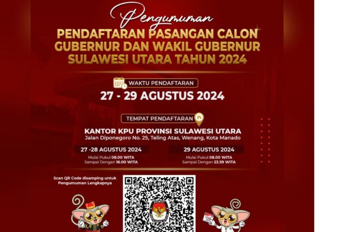 KPU umumkan pendaftaran paslon Gubernur-Wagub Sulut