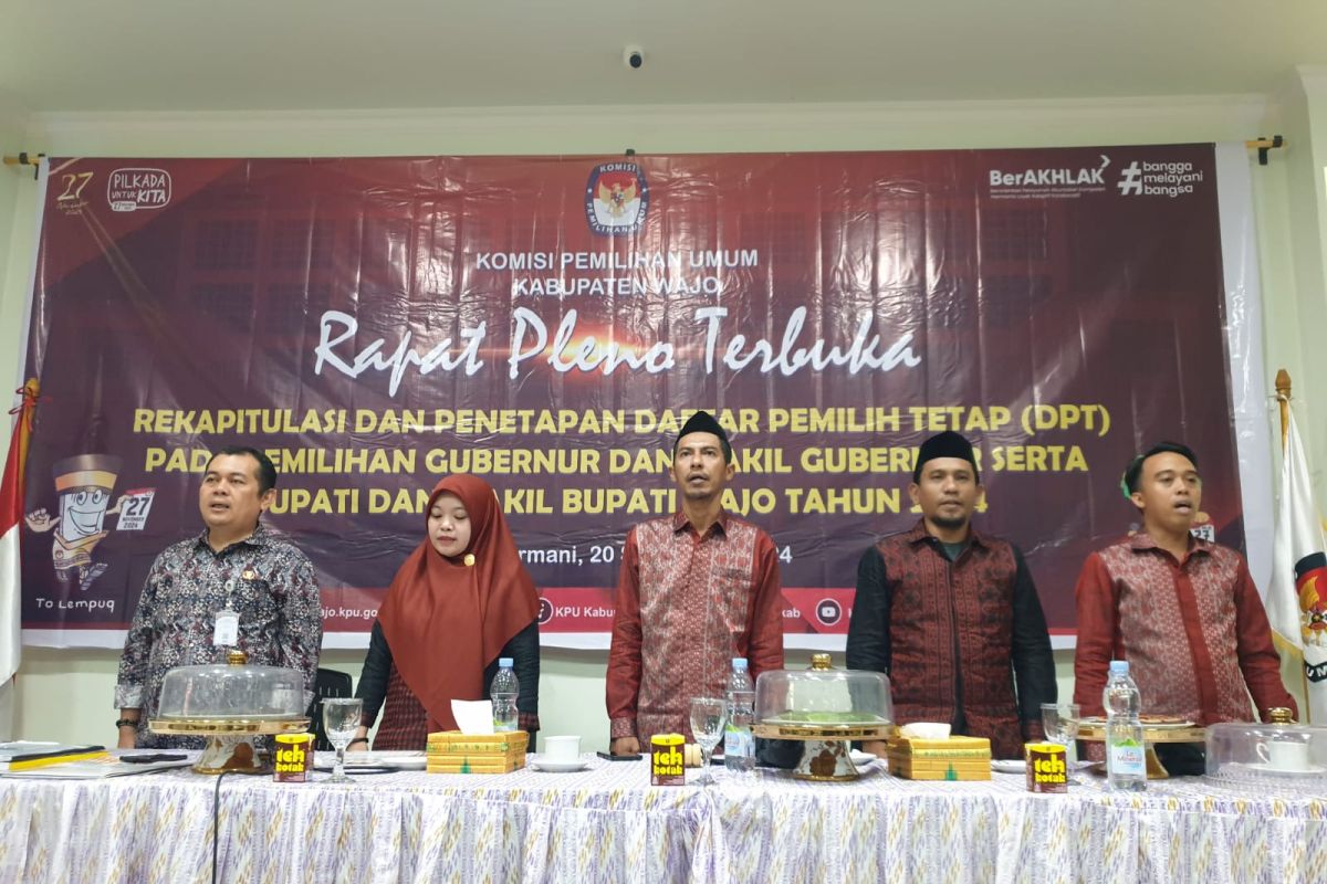 KPU Wajo menetapkan DPT 293.827 jiwa untuk Pilkada 2024