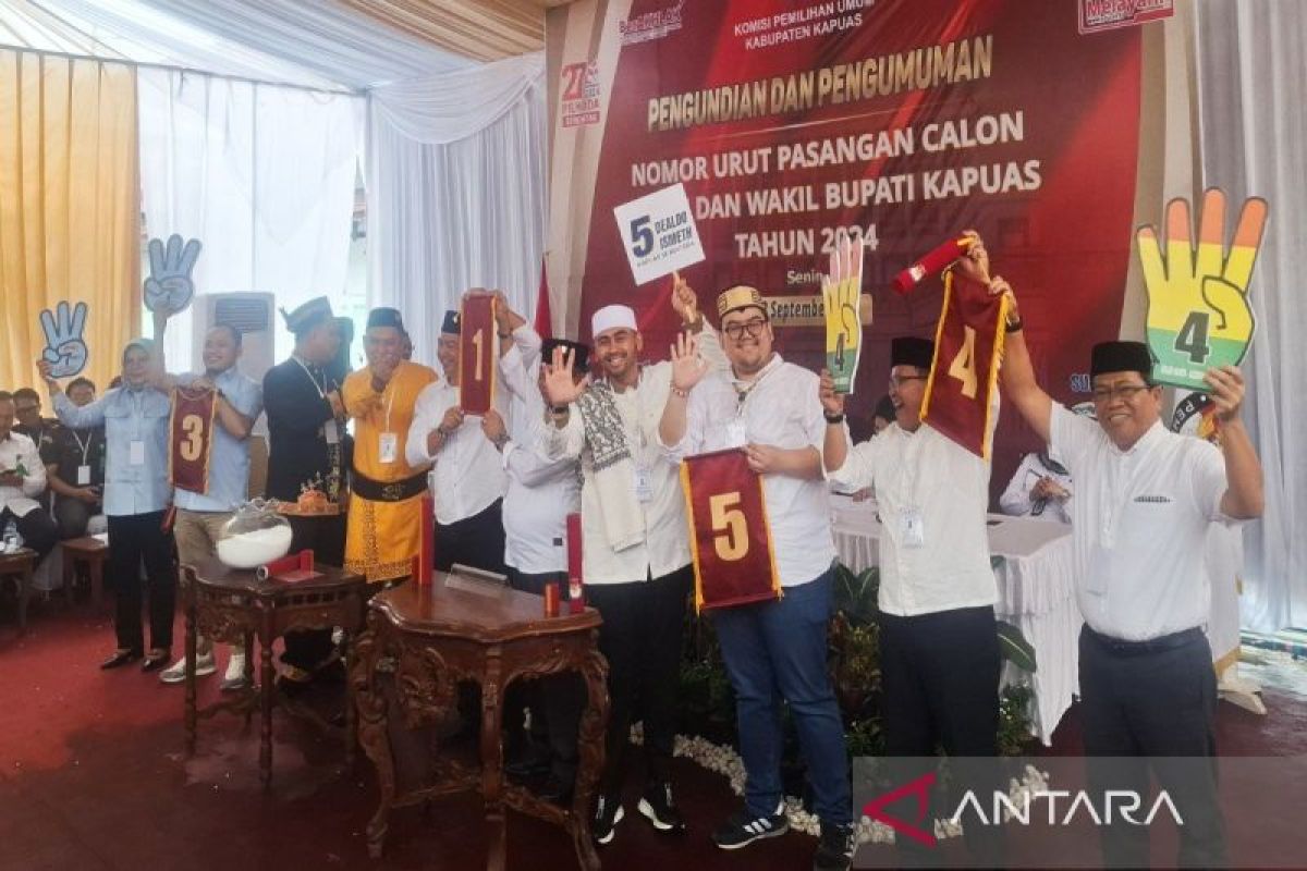 Berikut nomor urut lima paslon peserta Pilkada Kapuas 2024