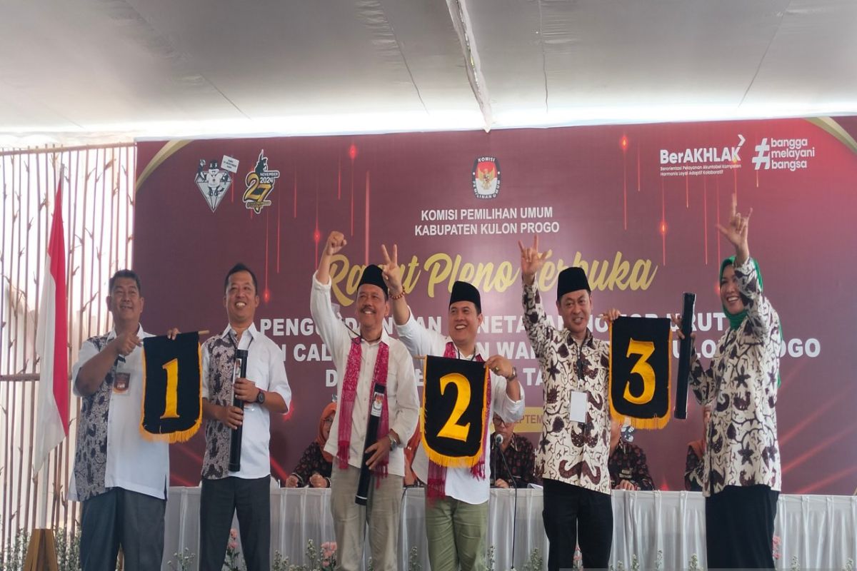 KPU Kulon Progo gelar pengundian nomor urut paslon peserta Pilkada 2024