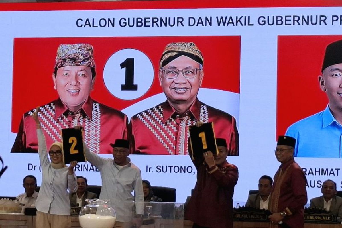 KPU Lampung: Pasangan Arinal-Sutono nomor 1 dan Rahmat-Jihan nomor 2