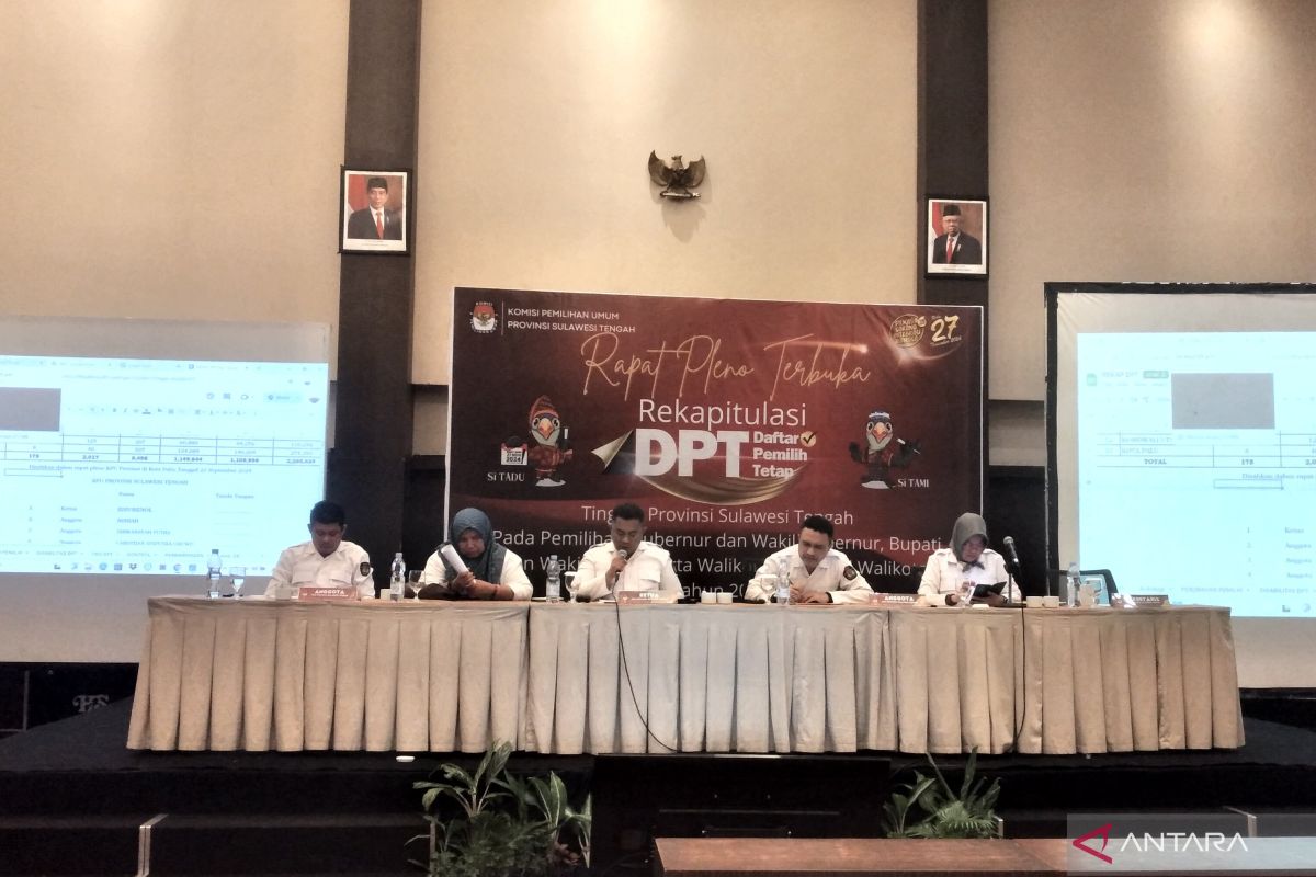 KPU Sulteng tetapkan 2.255.639 pemilih tetap di Pilkada 2024