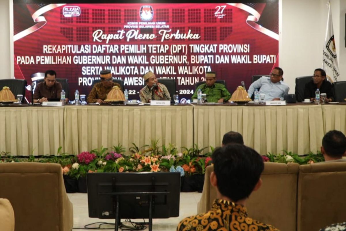 KPU Sulsel tetapkan DPT Pilkada 2024 sebanyak 6.680.807 orang