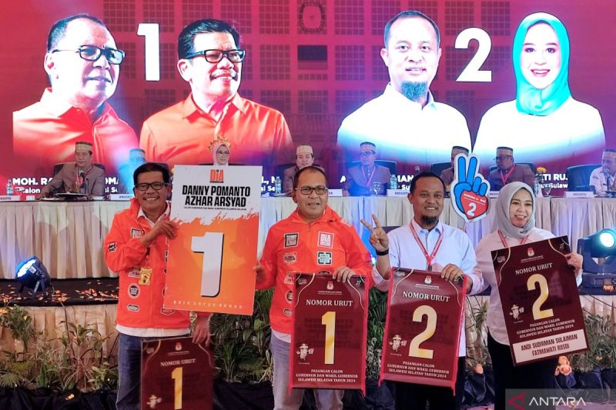 KPU Sulsel tetapkan nomor urut paslon peserta Pilkada 2024