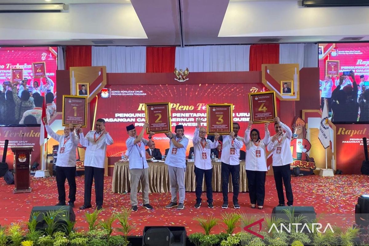 KPU Sultra tetapkan nomor urut paslon peserta Pilkada 2024