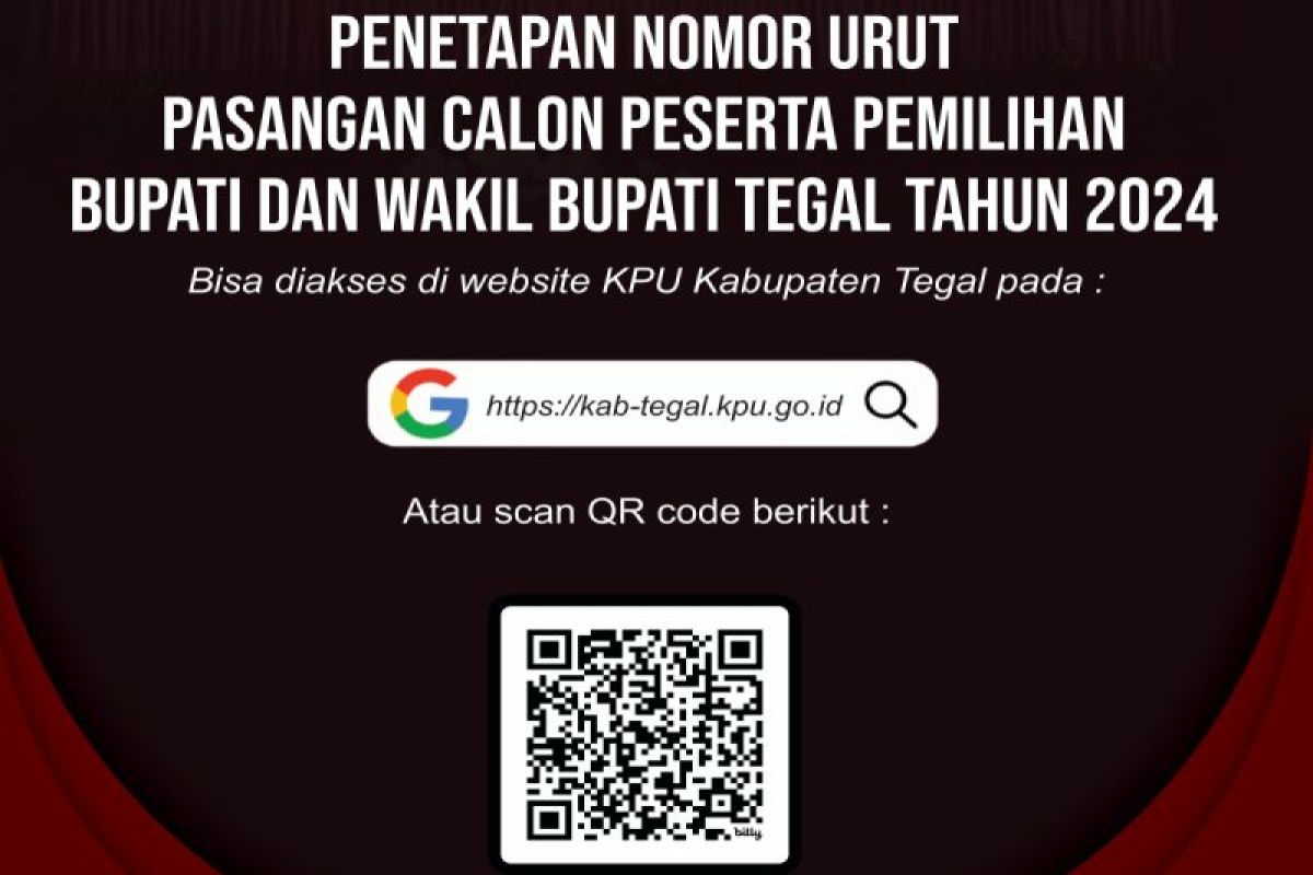 KPU umumkan nomor urut Paslon bupati dan wakil bupati Kab Tegal