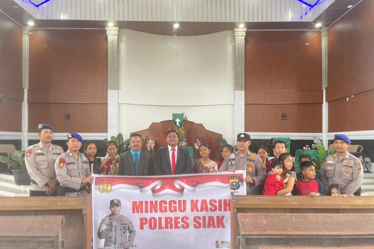 Minggu Kasih, Polres Siak sampaikan pesan pemilu damai ke gereja di Dayun