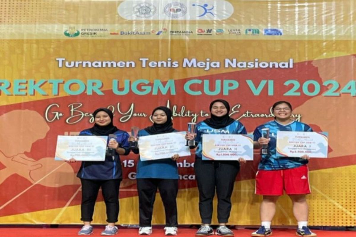 Dua petenis meja USM juara 1 dan 2 Piala Rektor UGM VI