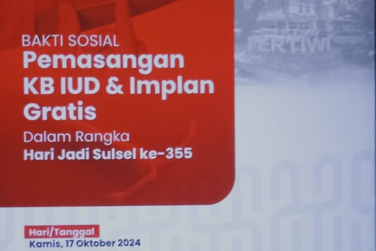 RS Pertiwi mengadakan pemasangan KB IUD dan implan gratis di HUT Sulsel