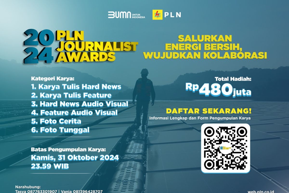 Berhadiah total Rp480 juta, waktu pendaftaran PLN Journalist Award 2024 masih dua pekan lagi