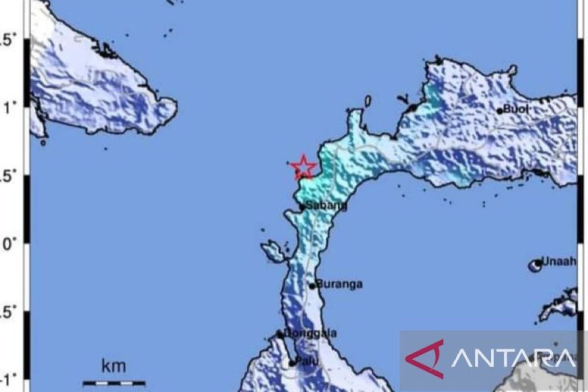 Gempa magnitudo 5,3 guncang  lepas pantai Kabupaten Donggala