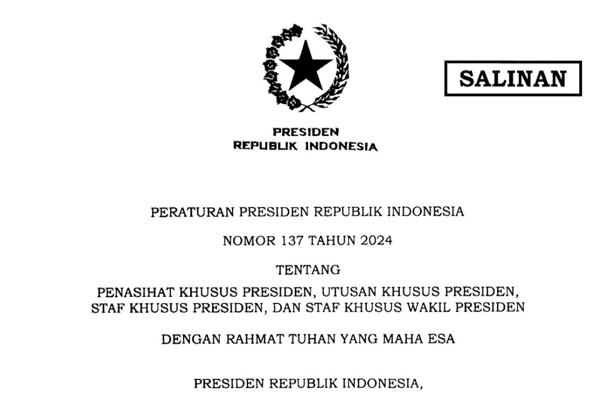 Jokowi tetapkan Perpres keberadaan penasihat hingga utusan Presiden pada 18 Oktober 2024