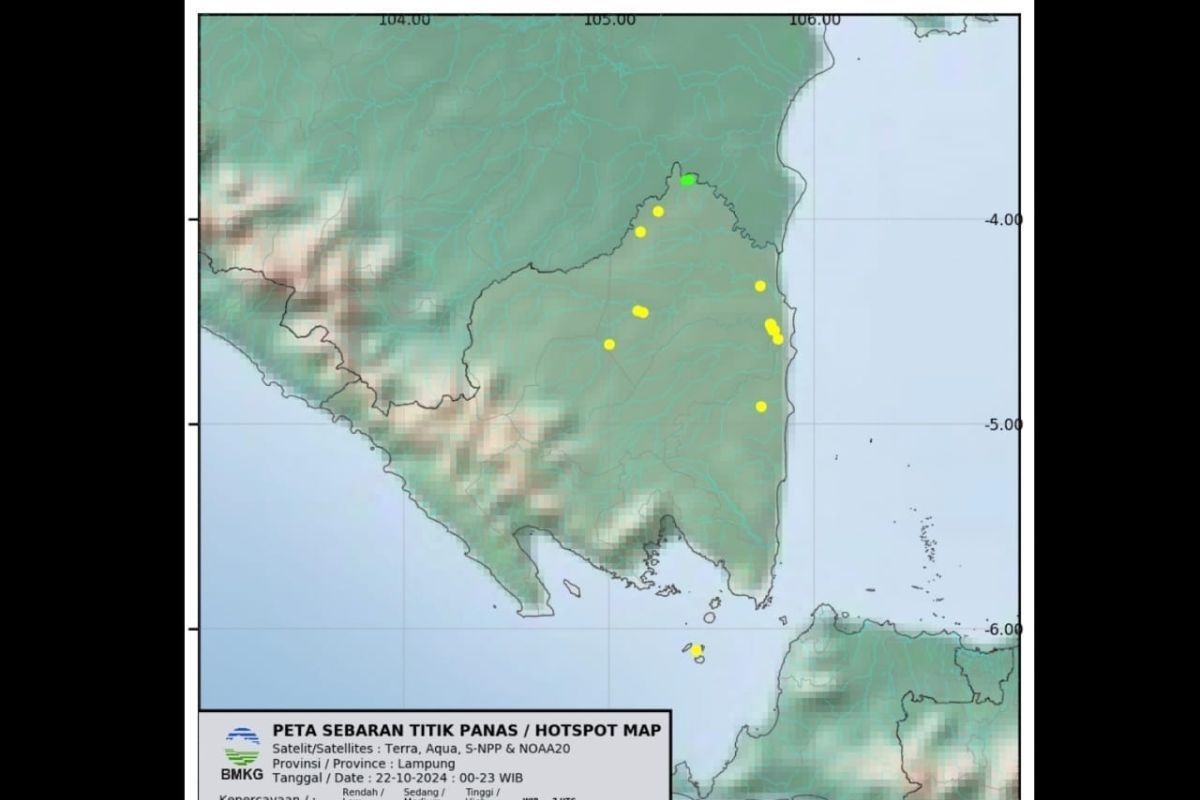 BMKG Lampung pantau sebaran titik panas yang terdapat di lima kabupaten