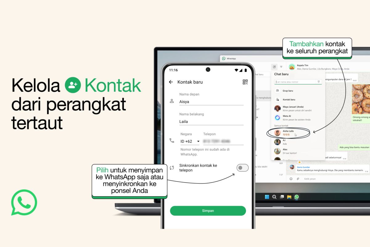 WhatsApp tingkatkan fitur tambah dan kelola kontak lebih mudah