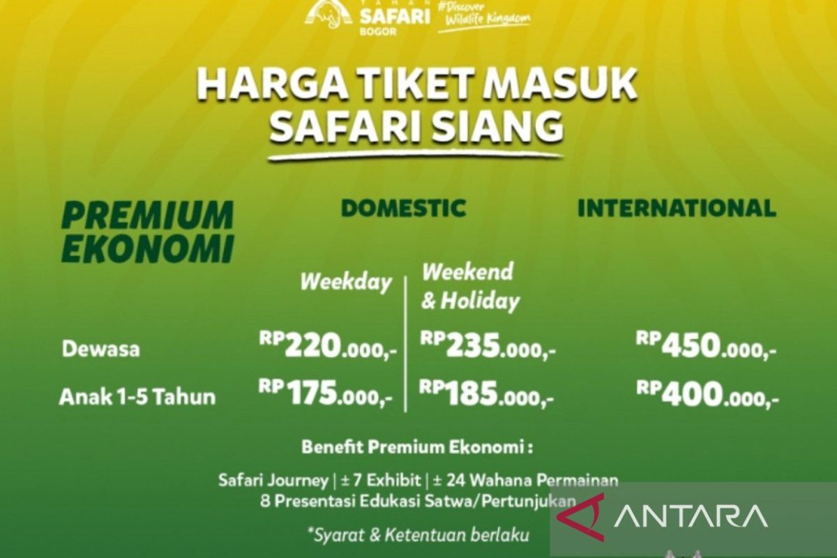 Wisata ke Taman Safari Bogor kini diberlakukan tiga kelas tarif tiket masuk