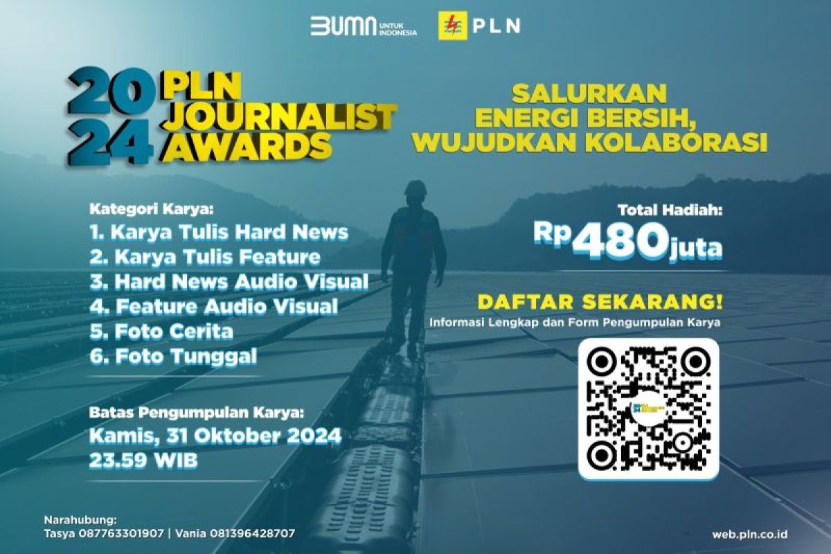 Waktu pendaftaran PLN Journalist Award 2024 masih dibuka