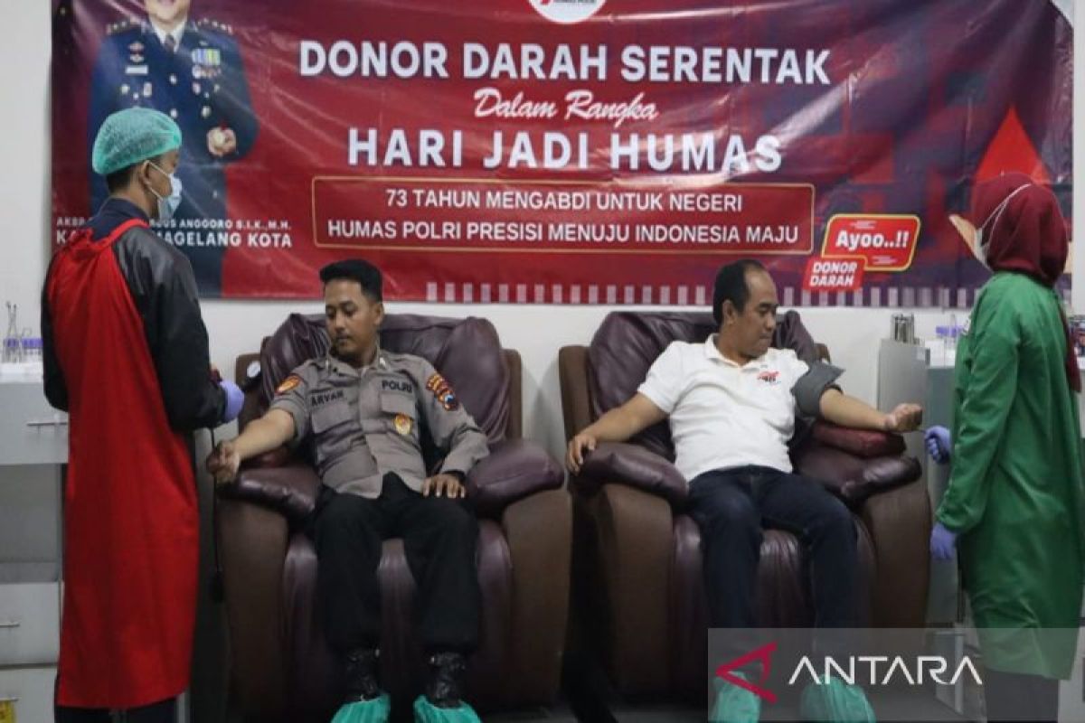 Polres Magelang  Kota gelar donor darah peringati Hari Jadi Humas Polri